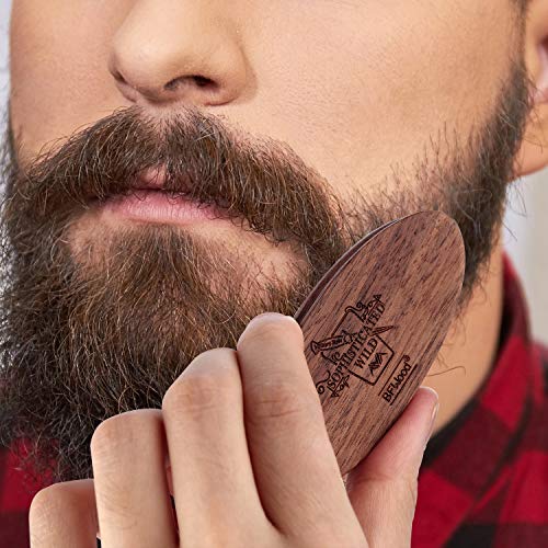 Bfwood pocket beard brush medium firmness natural boar bristles suitable for mustache and travel 0 3