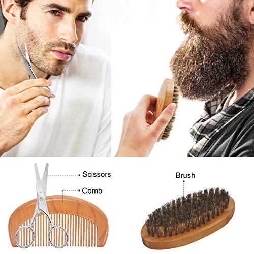 Kit completo de barba caja con acondicionador de barba champú de barba aceite de barba peine de barba cepillo de barba cepillos de barba libro electrónicoregalos para el cuidado de la barba para los hombres 0 4