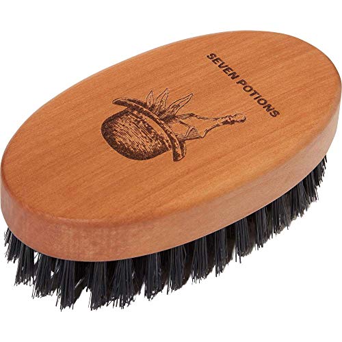Cepillo de barba de cerdas de jabalí Seven Potions para hombres, de madera de peral con cerdas firmes para domar y suavizar su barba 0