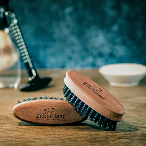Zilberhaar travel beard brush soft boar bristles and pear wood maintenance and removal of beards ideal for oils and beard balms travel accessories German quality 0 3