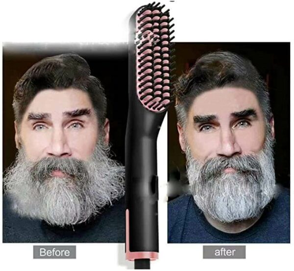 Amazon before-after beard straightening brush result
