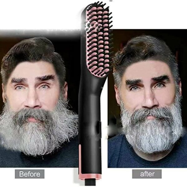 Amazon before-after beard straightening brush result