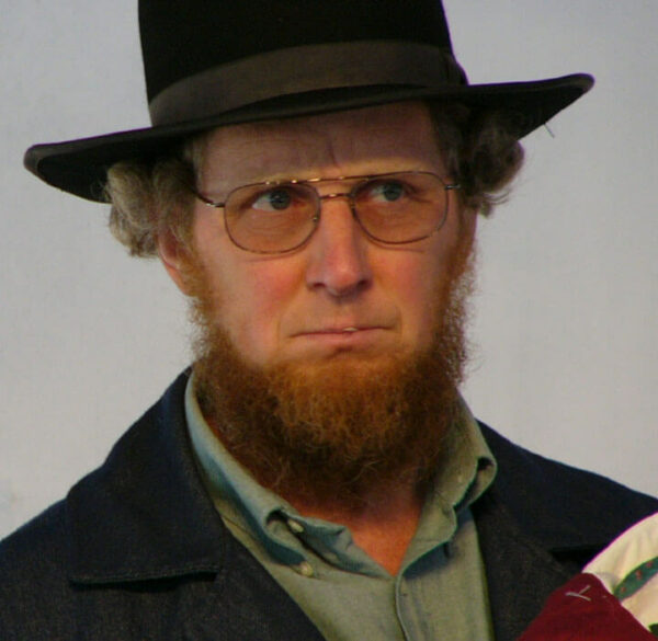 Red amish beard and glasses