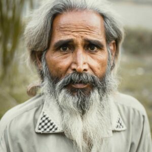 Indian long white beard