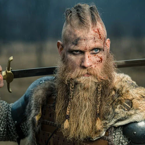 Viking style beard braid