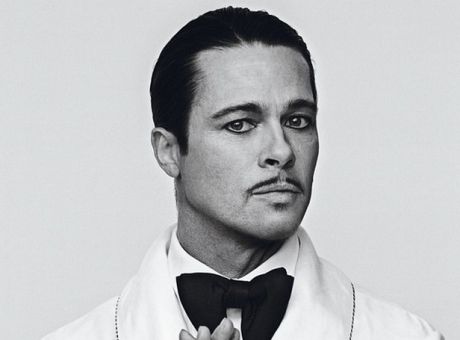 Brad pitt avec moustache fine