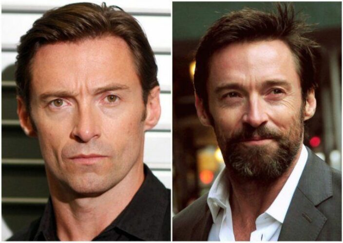 Hugh jackman with and without beard