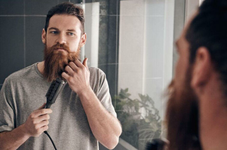 Use electric beard straightener