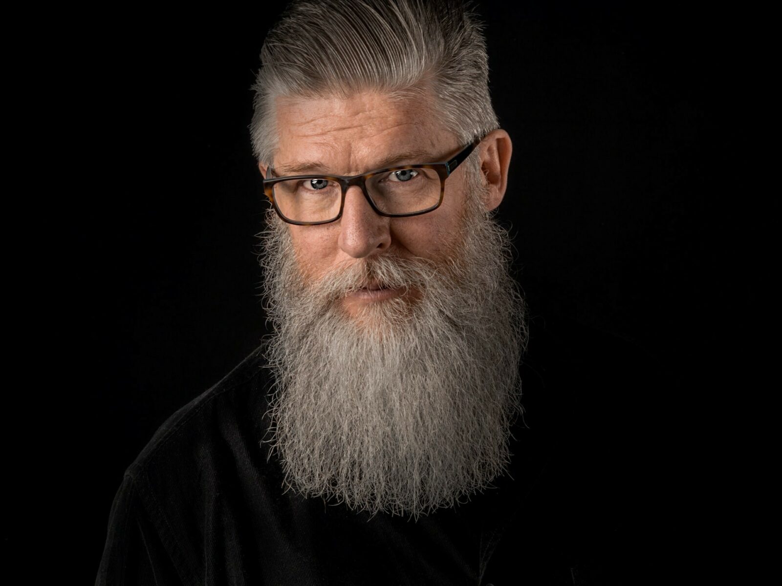 hipster white beard