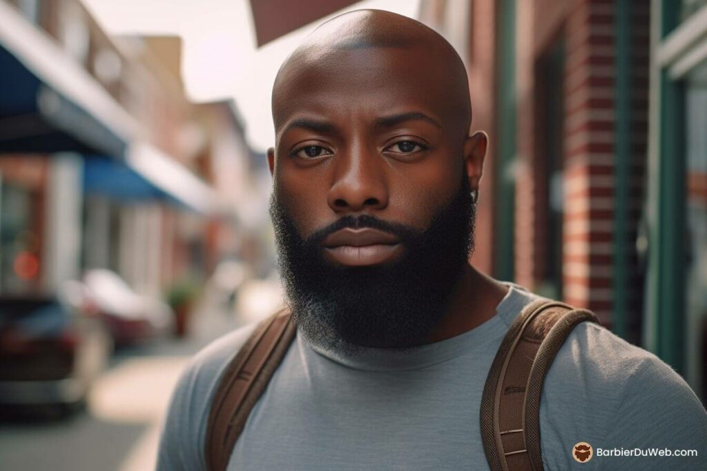 Hombre negro calvo con barba