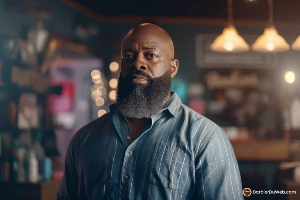 black man with shaved head and long beard