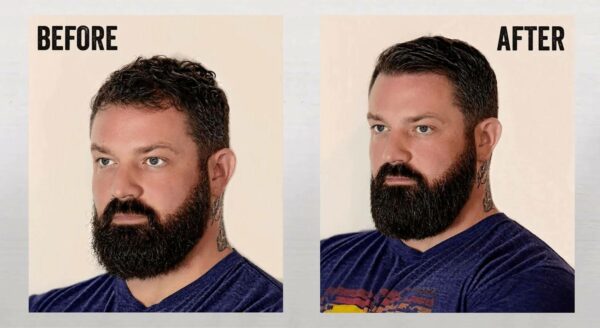Kuschelbar before and after beard straightener